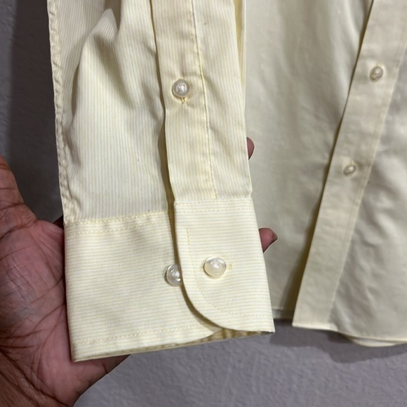 Chaps Shirt Mens Medium Yellow Striped Long Sleeve Dress Button Down Easy Care - Picture 3 of 8